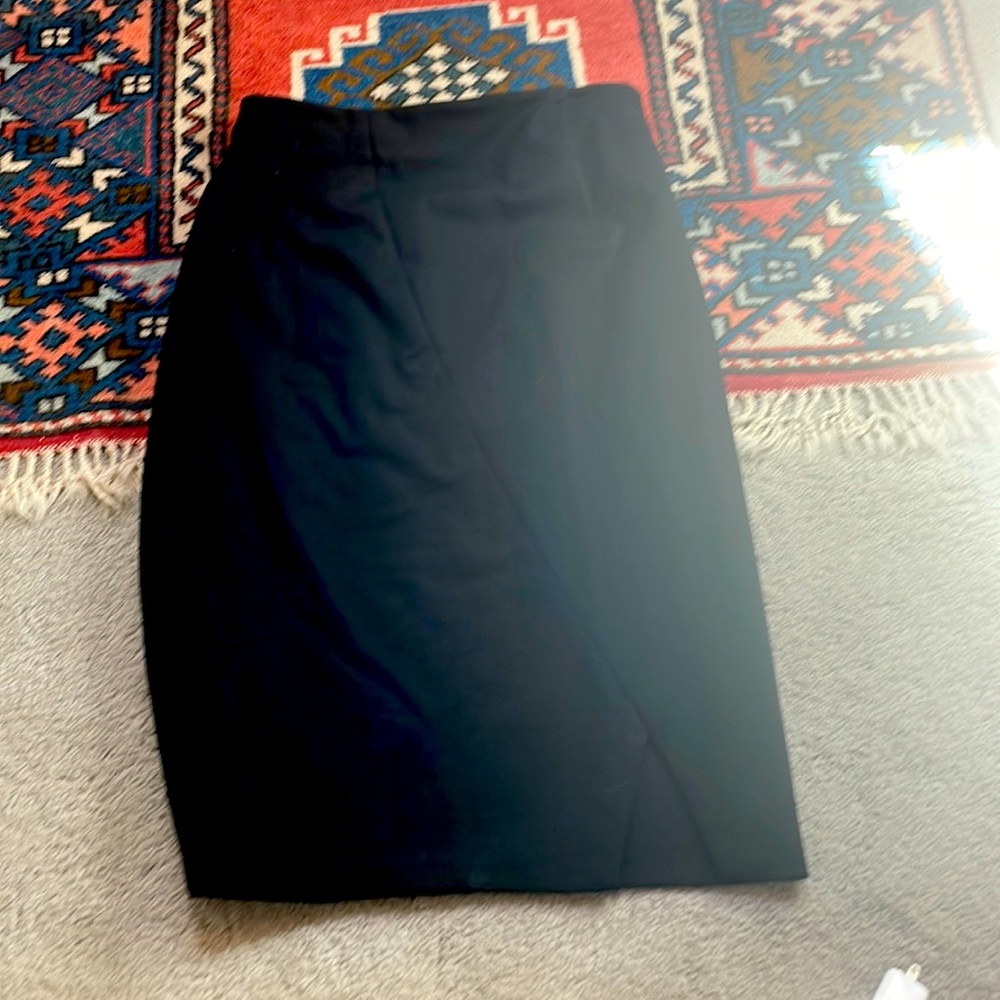 Of Mercer black faux wrap skirt